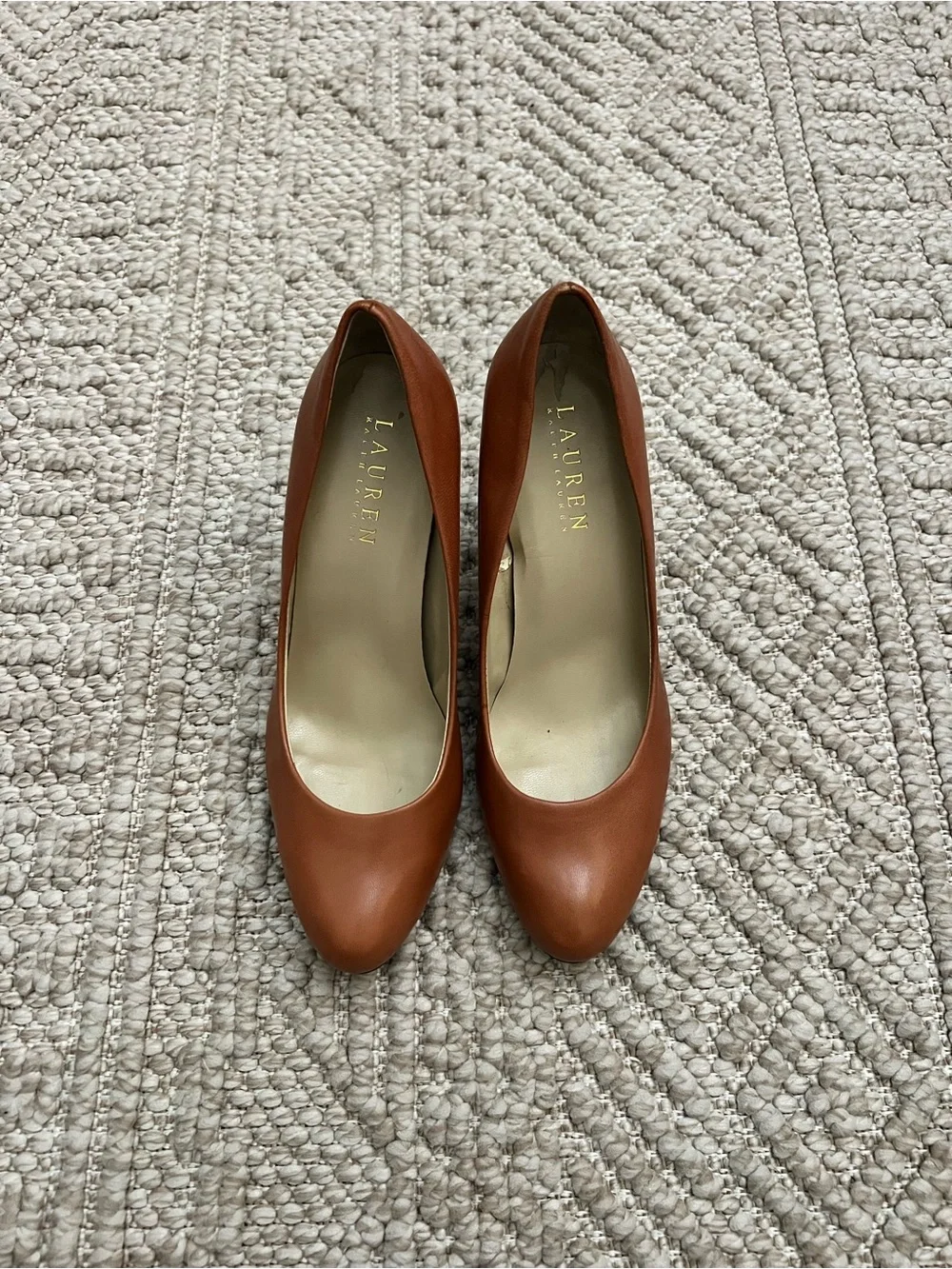Ralph Lauren cognac leather heels